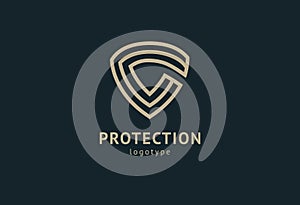 Shield icon. Vector flat style illustration Abstract business security Agency logo template. Logo concept of antivirus, protection