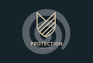 Shield icon. Vector flat style illustration Abstract business security Agency logo template. Logo concept of antivirus, protection