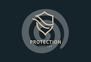 Shield icon. Vector flat style illustration Abstract business security Agency logo template. Logo concept of antivirus, protection