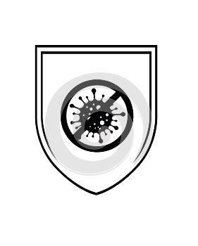 Shield, icon, vector, illustrator, corona, COVID 19, black, hand drowing,baj, shape