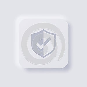 Shield icon, White Neumorphism soft UI Design for Web design.