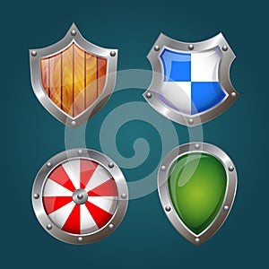 Shield icons of different shapes and colors