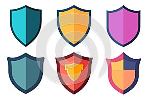 Shield icons set. Collection of abstract colored shields
