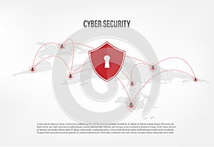 Shield on internet hacker background