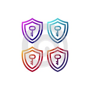 Shield with key isolated vector icon. Security concept glyph symbol.