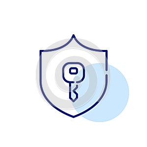 Shield and key. Secure browsing and computer usage. Pixel perfect, editable stroke