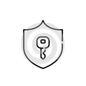 Shield and key. Secure browsing and computer usage. Pixel perfect icon