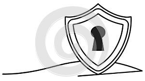A shield with a keyhole icon for cybersecurity and secure access concepts. vector design Generative AI
