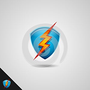 Shield and lightning Logo template