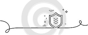 Shield line icon. Protection sign. Continuous line with curl. Vector