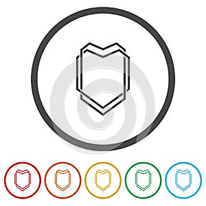 Shield line icon. Set icons in color circle buttons