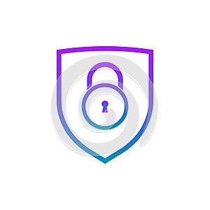 Shield line icon. web security symbol. computer shield with color. email encryption privacy data protection. Internet VPN concept