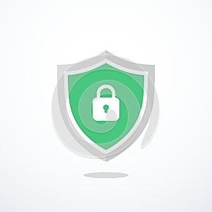 Shield lock icon. Vector illustration