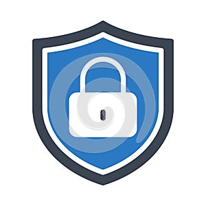 Shield lock glyph color flat vector icon