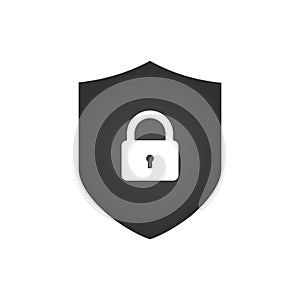 Shield and Lock icon. cyber security concept. Abstract security vector icon illustration isolated on white background.