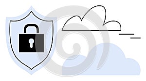 Data Security Concept with Shield and Lock Protecting Cloud Storage