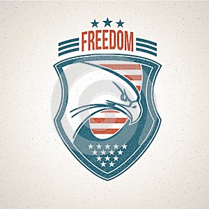 Shield logo with an American eagle symbol. Vector