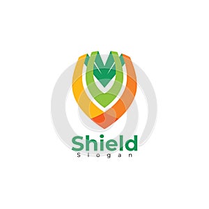 Shield logo and colorful design, security icons