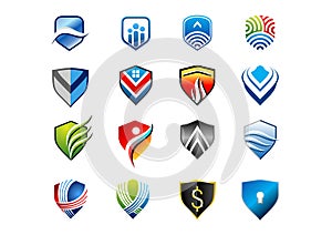 shield, logo, emblem, protection, safety, security, collection set of shield symbol icon vector design