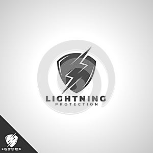 Shield Logo with Lightning Protection concept