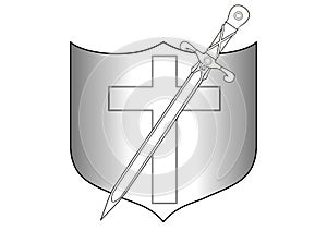 Shield logo and longsword