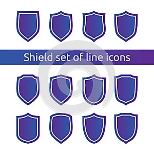 shield logo symbol icon set with outline line style. vector illustration template concept for security, VPN, protection, verified,