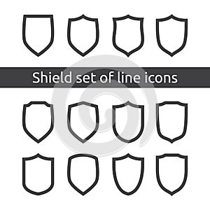 shield logo symbol icon set with outline line style. vector illustration template concept for security, VPN, protection, verified,