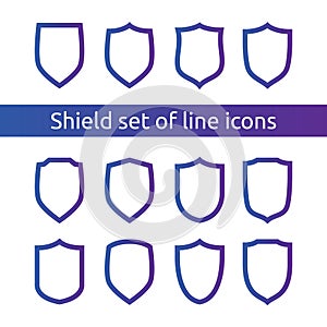 shield logo symbol icon set with outline line style. vector illustration template concept for security, VPN, protection, verified,
