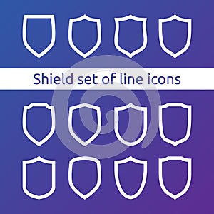 shield logo symbol icon set with outline line style. vector illustration template concept for security, VPN, protection, verified,