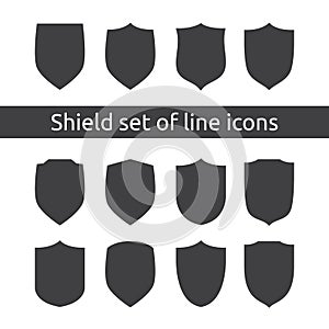 shield logo symbol icon set with outline line style. vector illustration template concept for security, VPN, protection, verified,