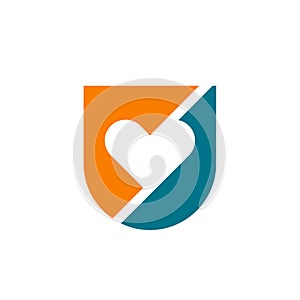 Shield love logo icon design template vector