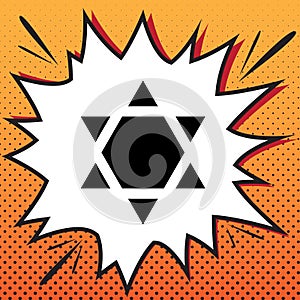 Shield Magen David Star Inverse. Symbol of Israel inverted. Vector. Comics style icon on pop-art background.. Illustration.