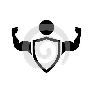 Shield and muscle icon Ã¢â¬â vector photo