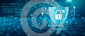 Cyber attack block, Cyber data, and Information privacy Concept. 3D Rendering