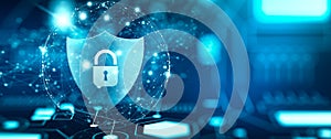 Cyber attack block, Cyber data, and Information privacy Concept. 3D Rendering