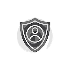 Shield with person icon vector