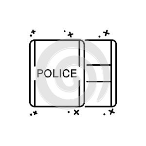 Shield police icon. Simple line, outline  of law and justice icons for ui and ux, website or mobile application