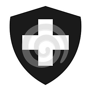 Shield protect icon, safety symbol, defense logo, web button, internet security photo