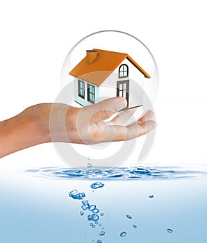 Shield protecting house from flood