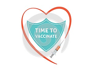 Shield, protection from coronavirus, vaccination concept design. banner design - syringe with vaccine for COVID-19, flu