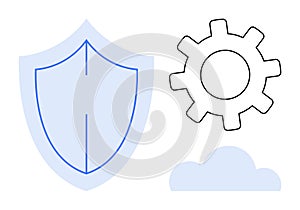 Shield, Gear, and Cloud Representing Security, Technology, and Data Integration Concept
