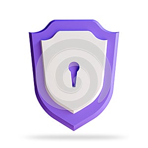 Shield protection icon, checkmark on security shield symbol, guaranteed icon. Security concept, online safety. 3d rendering illus