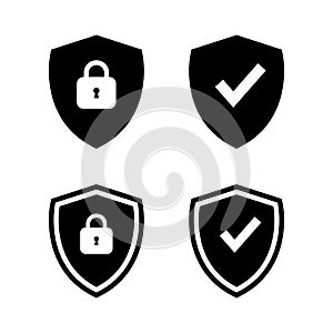 Shield protection icon vector. Protect, lock security safety symbol