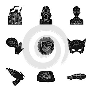 Shield, protection, superman, and other web icon in black style.Opportunities, assistance, rescue icons in set