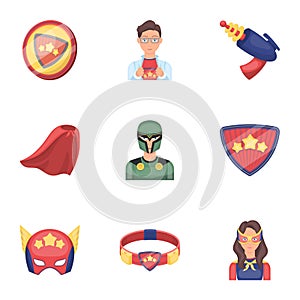 Shield, protection, superman, and other web icon in cartoon style.Opportunities, assistance, rescue icons in set