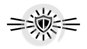Shield with Radiating Lines, Security and Protection. vector design Generative AI