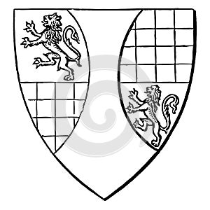 Shield of Ralph de Arundel Municipal Reform Act 1835 vintage engraving