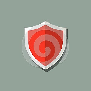 Red shield icon. Vector illustration