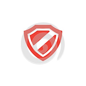 Shield Red Icon On White Background. Red Flat Style Vector Illustration