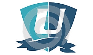 Shield Ribbon Letter U